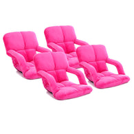 SOGA 4X Foldable Lounge Cushion Adjustable Floor Lazy Recliner Chair with Armrest Pink