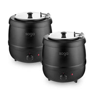 SOGA 2X 10L Soup Kettle Commercial Soup Pot Electric Soup Maker Black