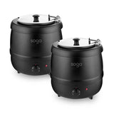 SOGA 2X 10L Soup Kettle Commercial Soup Pot Electric Soup Maker Black