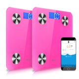 SOGA 2X Wireless Bluetooth Digital Body Fat Scale Bathroom Health Analyser Weight Pink