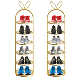 SOGA 2X 6 Tier Bunny Ears Shape Gold Plated Metal Shoe Organizer Space Saving Portable Footwear Storage Shelf