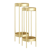 SOGA 2X 2 Layer 80cm Gold Metal Plant Stand Flower Pot Holder Corner Shelving Rack Indoor Display