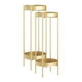 SOGA 2X 2 Layer 80cm Gold Metal Plant Stand Flower Pot Holder Corner Shelving Rack Indoor Display