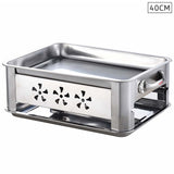 40CM Portable Stainless Steel Outdoor Chafing Dish BBQ Fish Stove Grill Plate