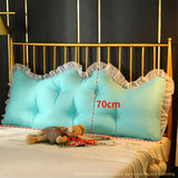 SOGA 2X 150cm Light Blue Princess Bed Pillow Headboard Backrest Bedside Tatami Sofa Cushion with Ruffle Lace Home Decor