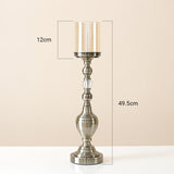 SOGA 49.5cm Glass Candlestick Candle Holder Stand Pillar Glass/Iron Metal