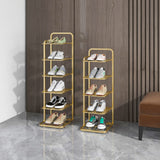 SOGA 2X 5 Tier Gold Plated Metal Shoe Organizer Space Saving Portable Footwear Storage Shelf