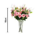 SOGA 6 Bunch Artificial Silk Rose 5 Heads Flower Fake Bridal Bouquet Table Decor Pink