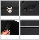 SOGA 2X Leather Car Boot Collapsible Foldable Trunk Cargo Organizer Portable Storage Box With Lock Black Medium