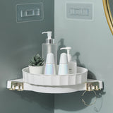 SOGA 2X White 360 Degree Wall-Mounted Rotating Bathroom Organiser Corner Vanity Rack Toilet Adhesive Storage Shelf