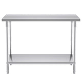 SOGA 2-Tier Commercial Catering Kitchen Stainless Steel Prep Work Bench Table 120*70*85cm