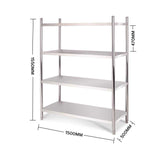 SOGA Stainless Steel 4 Tier Kitchen Shelving Unit Display Shelf Home Office 150CM