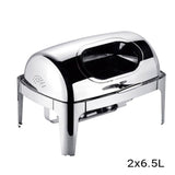 SOGA 2X 6.5L Stainless Steel Double Soup Tureen Bowl Station Roll Top Buffet Chafing Dish Catering Chafer Food Warmer Serve