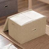 SOGA 2X Beige Super Large Foldable Canvas Storage Box Cube Clothes Basket Organiser Home Decorative Box