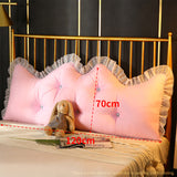 SOGA 2X 120cm Pink Princess Bed Pillow Headboard Backrest Bedside Tatami Sofa Cushion with Ruffle Lace Home Decor