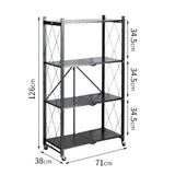 SOGA 4 Tier Steel Black Foldable Kitchen Cart Multi-Functional Shelves Portable Storage Organizer with Wheels