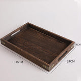 SOGA 2X Medium Walnut Rectangle Wooden Tray Breakfast Dinner Serving Board Tea Set Holder Kitchen Home Decor