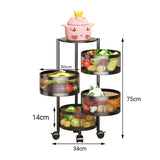 SOGA 4 Tier Steel Round Rotating Kitchen Cart Multi-Functional Shelves Portable Storage Organizer with Wheels