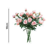 SOGA 8 Bunch Artificial Silk Rose 5 Heads Flower Fake Bridal Bouquet Table Decor Light Pink