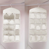 SOGA 2X Beige Double Sided Hanging Storage Bag Underwear Bra Socks Mesh Pocket Hanger Home Organiser