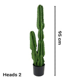 SOGA 95cm Green Artificial Indoor Cactus Tree Fake Plant Simulation Decorative 2 Heads