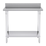 SOGA Commercial Catering Kitchen Stainless Steel Prep Work Bench Table with Back-splash 100*70*85cm