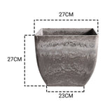 SOGA 2X 27cm Rock Grey Square Resin Plant Flower Pot in Cement Pattern Planter Cachepot for Indoor Home Office