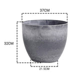 SOGA 32cm Weathered Grey Round Resin Plant Flower Pot in Cement Pattern Planter Cachepot for Indoor Home Office