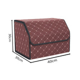 SOGA 4X Leather Car Boot Collapsible Foldable Trunk Cargo Organizer Portable Storage Box Coffee/Gold Stitch Medium