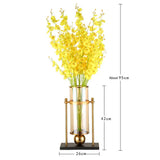 SOGA 42cm Modern Transparent Glass Flower Vase with Yellow Artificial Flower