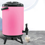 SOGA 4X 8L Stainless Steel Insulated Milk Tea Barrel Hot and Cold Beverage Dispenser Container with Faucet Pink