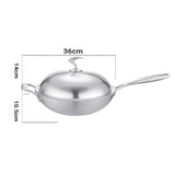 SOGA 18/10 Stainless Steel Fry Pan 36cm Frying Pan Top Grade Skillet with Helper Handle and Lid