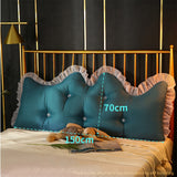 SOGA 2X 150cm Blue-Green Princess Bed Pillow Headboard Backrest Bedside Tatami Sofa Cushion with Ruffle Lace Home Decor