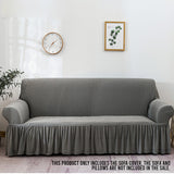 SOGA 3-Seater Grey Sofa Cover with Ruffled Skirt Couch Protector High Stretch Lounge Slipcover Home Decor