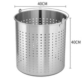 SOGA 50L 18/10 Stainless Steel Perforated Stockpot Basket Pasta Strainer with Handle