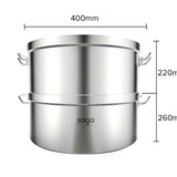 SOGA Commercial 304 Stainless Steel Steamer With 2 Tiers Top Food Grade 40*26cm