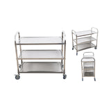 SOGA 2X 3 Tier 86x54x94cm Stainless Steel Kitchen Dinning Food Cart Trolley Utility Round Large