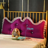 SOGA 2X 180cm Burgundy Princess Bed Pillow Headboard Backrest Bedside Tatami Sofa Cushion with Ruffle Lace Home Decor