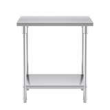 SOGA 2-Tier Commercial Catering Kitchen Stainless Steel Prep Work Bench Table 80*70*85cm