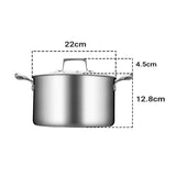 SOGA 2X 22cm Stainless Steel Soup Pot Stock Cooking Stockpot Heavy Duty Thick Bottom with Glass Lid