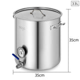 SOGA Stainless Steel Brewery Pot 33L With Beer Valve 35*35cm