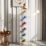 SOGA 2X 6 Tier Transparent Portable Shoe Organiser Sneaker Footwear Folding Plastic Bin Stackable Storage Box with Magnetic Door