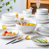 SOGA White Japanese Style Ceramic Dinnerware Crockery Soup Bowl Plate Server Kitchen Home Decor Set of 4