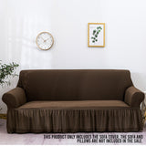 SOGA 4-Seater Coffee Sofa Cover with Ruffled Skirt Couch Protector High Stretch Lounge Slipcover Home Decor