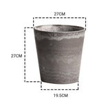 SOGA 2X 27cm Rock Grey Round Resin Plant Flower Pot in Cement Pattern Planter Cachepot for Indoor Home Office