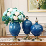 SOGA 3pcs Artificial Silk with 15 Heads Flower Fake Rose Bouquet Table Decor Blue