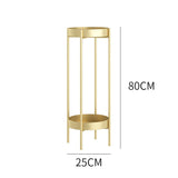 SOGA 2X 2 Layer 80cm Gold Metal Plant Stand Flower Pot Holder Corner Shelving Rack Indoor Display