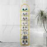 SOGA 2X 7 Tier Bunny Ears Shape Gold Plated Metal Shoe Organizer Space Saving Portable Footwear Storage Shelf