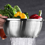 SOGA Stainless Steel Nesting Basin Colander Perforated Kitchen Sink Washing Bowl Metal Basket Strainer Set of 3