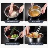 SOGA 2X 5Pcs Deepen Matte Stainless Steel Stackable Baking Washing Mixing Bowls Set Food Storage Basin